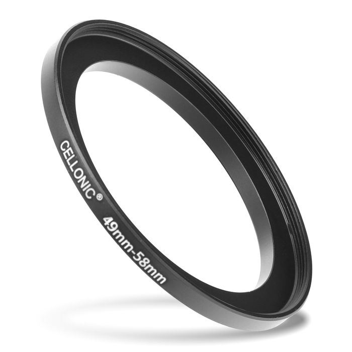 Sovitinrengas kameraan 49 mm - 58 mm, korotusrengas, matta musta step up ring