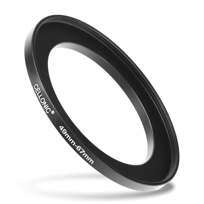 Sovitinrengas kameraan 49 mm - 67 mm, korotusrengas, matta musta step up ring