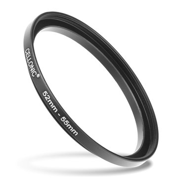 Sovitinrengas kameraan 52 mm - 55 mm, korotusrengas, matta musta step up ring