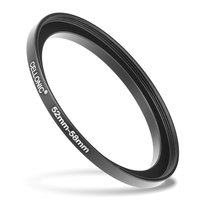 Sovitinrengas kameraan 52 mm - 58 mm, korotusrengas, matta musta step up ring