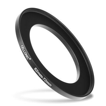 Sovitinrengas kameraan 52 mm - 72 mm, korotusrengas, matta musta step up ring