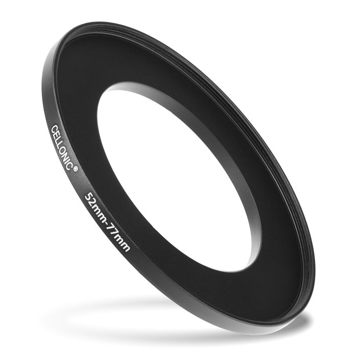 Sovitinrengas kameraan 52 mm - 77 mm, korotusrengas, matta musta step up ring