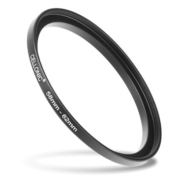 Sovitinrengas kameraan 58 mm - 62 mm, korotusrengas, matta musta step up ring