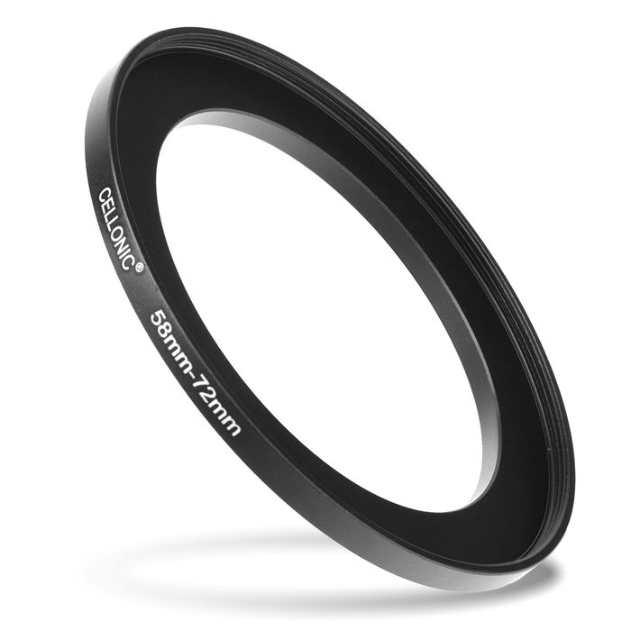 Sovitinrengas kameraan 58 mm - 72 mm, korotusrengas, matta musta step up ring