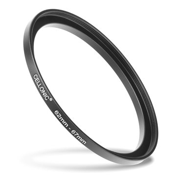 Sovitinrengas kameraan, 62 mm - 67 mm korotusrengas, matta musta step up ring