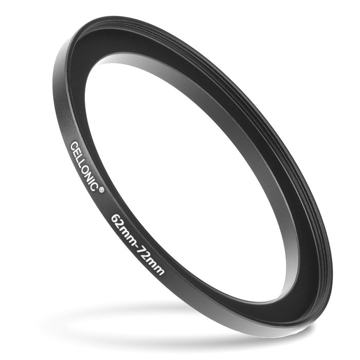 Sovitinrengas kameraan, 62 mm - 72 mm korotusrengas, matta musta step up ring