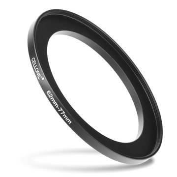 Sovitinrengas kameraan, 62 mm - 77 mm korotusrengas, matta musta step up ring