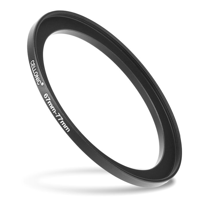 Sovitinrengas kameraan, 67 mm - 77 mm korotusrengas, matta musta step up ring