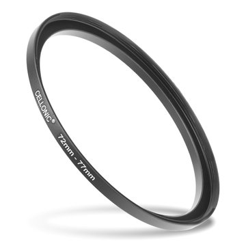 Sovitinrengas kameraan, 72 mm - 77 mm korotusrengas, matta musta step up ring