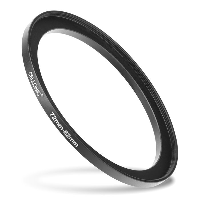 Sovitinrengas kameraan, 72 mm - 82 mm korotusrengas, matta musta step up ring