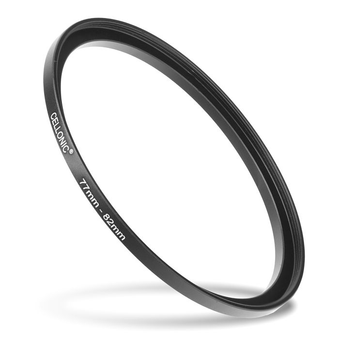 Sovitinrengas kameraan, 77 mm - 82 mm korotusrengas, matta musta step up ring