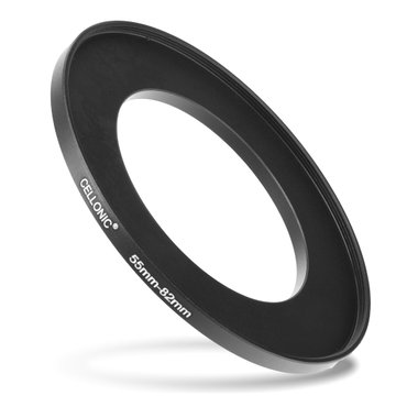 Sovitinrengas kameraan, 55 mm - 82 mm korotusrengas, matta musta step up ring