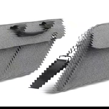 Tietokonelaukku olkahihnalla - Harmaa suojaava 14,1–15,4" kannettavan tietokoneen laukku, useita lokeroita, työhön, opintoihin ja matkoille