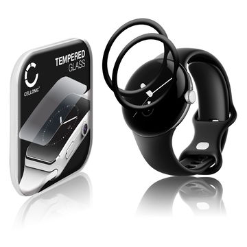 2x Näytönsuojat Lasi Google Pixel Watch (3D Full Cover, 9H, 0,33mm, Full Glue) Tempered Glass