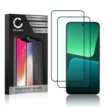 2x Panssarilasi puhelimeen Xiaomi 13 - 3D Case-friendly, 9H, 0,33mm, Full Glue, Musta, CELLONIC