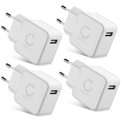 4x USB-laturi 5 V / 2,4 A – Apple iPhone 17, 16, 15, 17 Pro, 17 Pro Max, 13 tuotemerkiltä CELLONIC