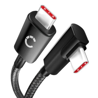 USB C USB C 100W (PD) kaapeli L Shape Oikea kulma 1m Nylon lataus datakaapeli USB 3.1 10 Gbps 8K matkapuhelimeen, tabletti, &auml;lykello, GPS, kaiutin ja enemm&auml;n