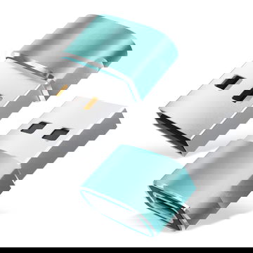 2 x USB-C - USB-A adapteri. USB-C naaras - USB-A uros sovitin lataukseen ja tiedonsiirtoon tablettiin, läppäriin ynm. - Vihreä