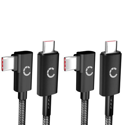 2xUSB C USB C 100W kaapeli L Shape Oikea kulma 1m Nylon lataus datakaapeli USB 3.1 10 Gbps 8K matkapuhelimeen, tabletti, älykello, GPS, kaiutin ja enemmän