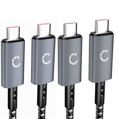 USB C Type C USB-johto 1m, 3A (PD 100W) lataus- ja tiedonsiirtojohto. Harmaa/musta USB C Type C - USB C Type C Nylon USB-kaapeli 