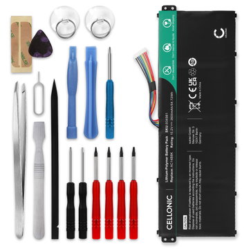 Akku tietokoneeseen Acer Swift 3 SF314-52, Predator Helios 300 G3, Aspire V3-111P, V3-371, ES1-711 - 15.2V 3600mAh + Työkalu tuotemerkiltä CELLONIC