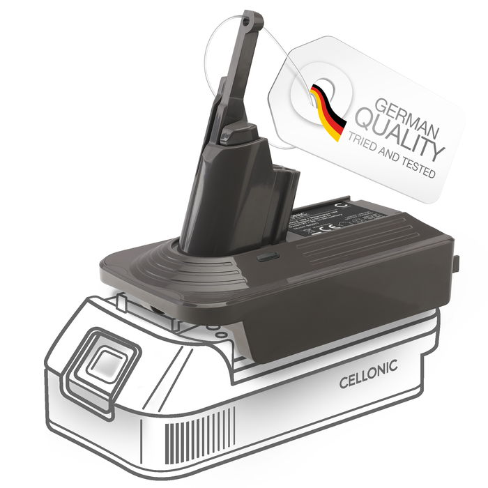 DeWalt 18V / 20V tai Milwaukee 18V Dyson V7 & V8 -sarjan akkuadapteri Muunnin valmistajalta CELLONIC