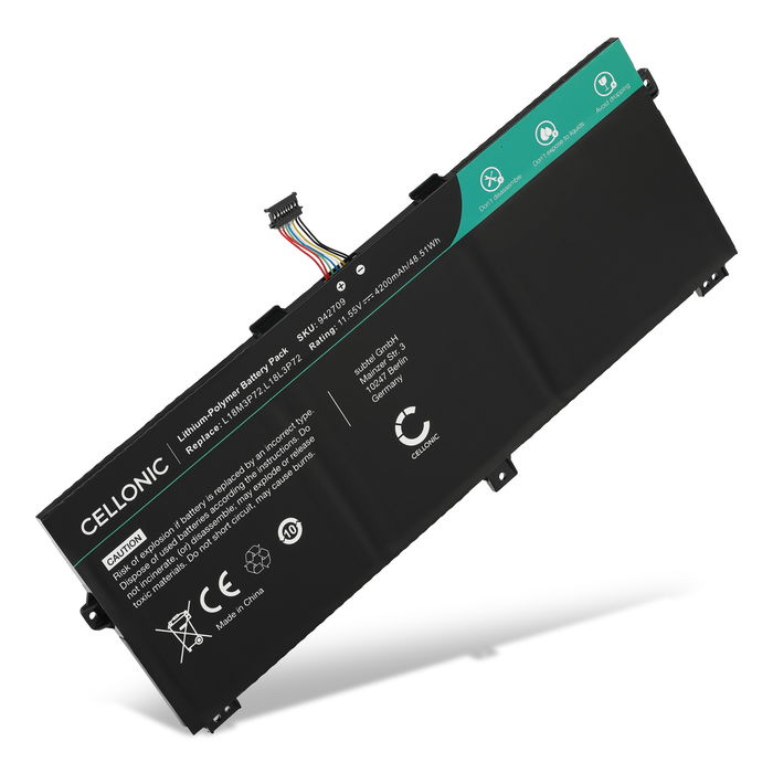Akku tietokoneeseen Lenovo ThinkPad X13 Yoga, X390 Yoga, Lenovo 5B10W13927, 5B10W13928, L18L3P72 - 11.55V 4200mAh tuotemerkiltä CELLONIC