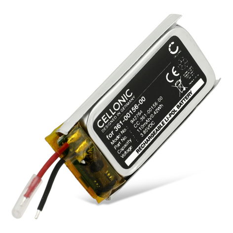 Akku Garmin vivosmart 5 älykelloon tai aktiivisuusrannekkeeseen - 361-00156-00 (110 mAh, 3,85 V) tuotemerkiltä CELLONIC