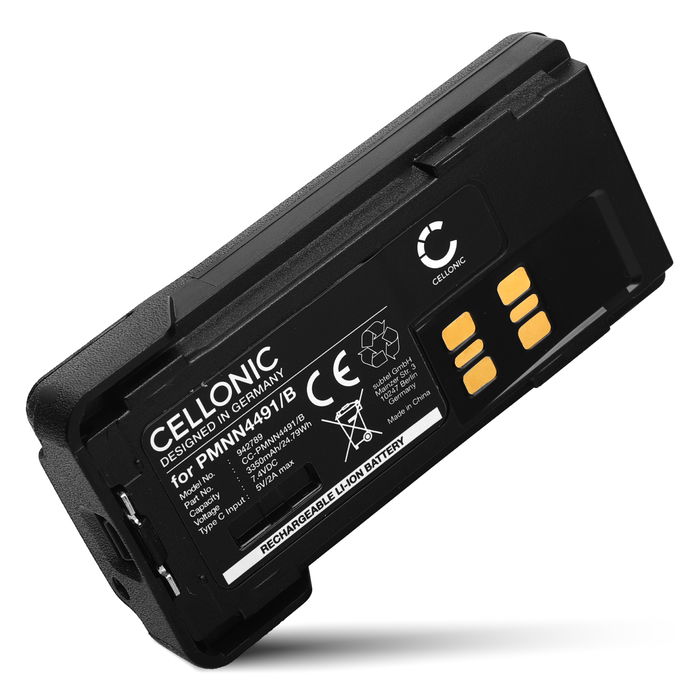 Battery for Motorola DP4400E, DP2400E, DP4400, DP4801E, DP2400, DP4800, DP4600E, DP4401, PMNN4491, PMNN4491B (Type-C port) 7.4v 3350mAh Li Ion from CELLONIC