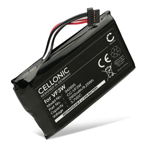 Akku TomTom Rider 500, 42, 420, 450; 4GE40 navigaattoriin - LHA11133000, VF3W, LHA11138000 (2500 mAh, 3,7 V) tuotemerkiltä CELLONIC