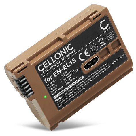 Akku kameraan Nikon 1 V1; D850; D750; D7500; Z6 II; D500; D7000 - EN-EL15b EN-EL15a (2250 mAh, 7,4 V) tuotemerkiltä CELLONIC