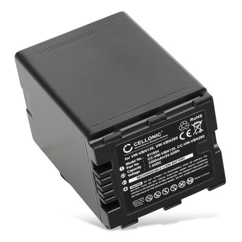 Akku kameraan Panasonic HCX929 TM900 SD900 SD800 SD909 HS900 VBN130 VBN260 - VW-VBN130 VW-VBN260 VW-VBN390 (3300mAh, 7.4V) tuotemerkiltä CELLONIC