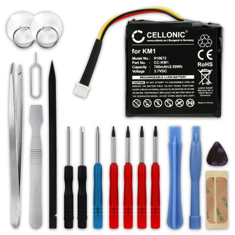 Battery for TomTom 4EN42; 4EH44; Via 130, Live, Live 120 6027A0117401, KM1, XLHS416 XLHS416*08338 (700mAh, 3.7V) + Tool-kit 17pcs from subtel