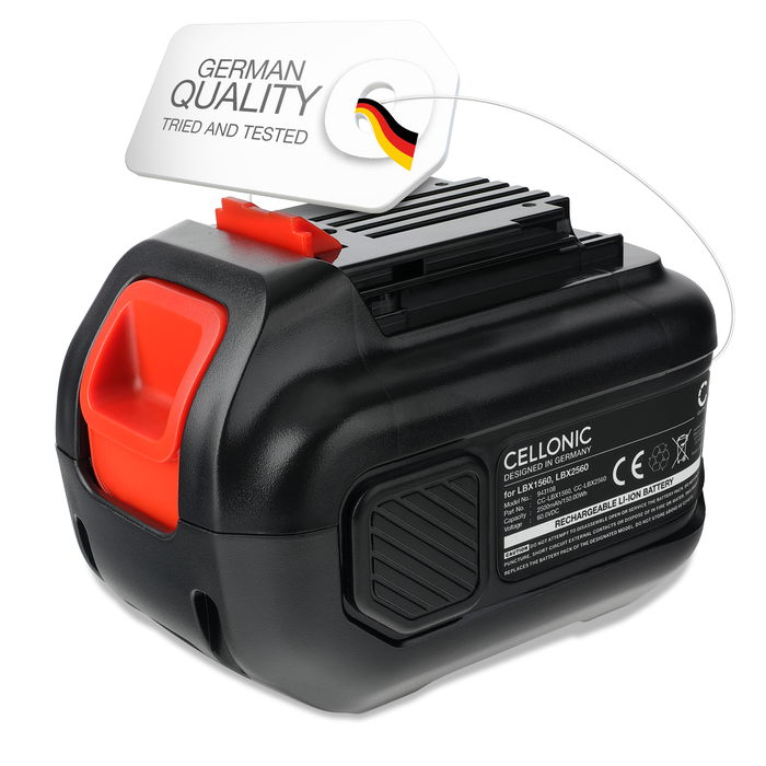 Akku Black & Decker 60V MAX Blower, 60V MAX trimmer, CM2060C, LHT360, LHT360C, LHT360CFF työkaluun - 2500mAh Li Ion tuotemerkiltä CELLONIC