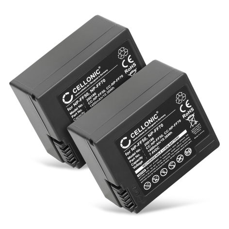 2x Akku kameraan Sony CCD-TRV108; CCD-TRV118; CCD-TRV128; DCR-IP1 - NP-FF50 NP-FF51 NP-FF70 (1400 mAh, 7,4 V) tuotemerkiltä CELLONIC