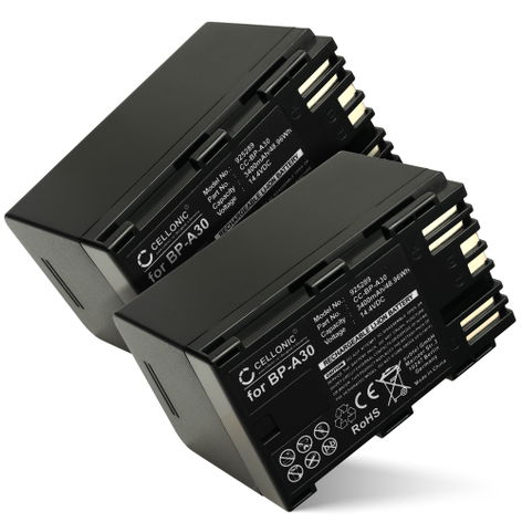 2x Akku kameraan Canon XF605; XF705; CA-CP200L; EOS C200, C200 PL - BP-A30 (3400 mAh, 14,4 V) tuotemerkiltä CELLONIC