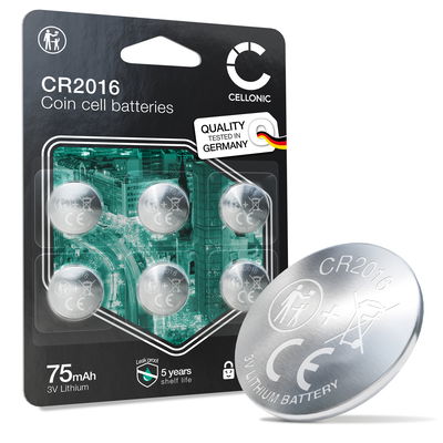 CELLONIC CR2016 Nappiparistot (Lithium, 90 mAh, 3V) Auton Avaimet, Laskimet, Kellot – x6-Pakkaus