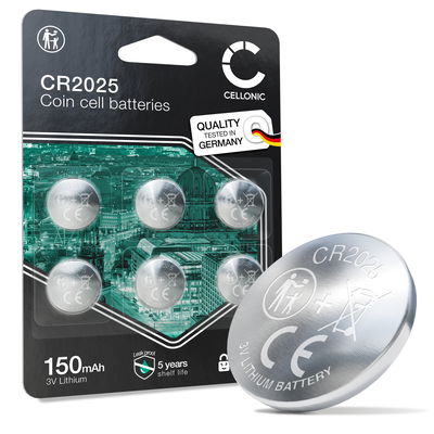 CELLONIC CR2025 Nappiparistot (Lithium, 150 mAh, 3V) Auton Avaimet, Autotallin Kauko-ohjaimet, Lääkintälaitteet – x6-Pakkaus