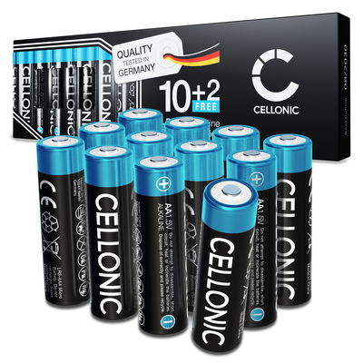 12-Pack CELLONIC 1.5V Alkaline AA Batteries - 2900mAh LR6, AM3, Mignon, MN1500 Disposable AA Batteries for Remote Controls, Toys, Torches, Clocks & More