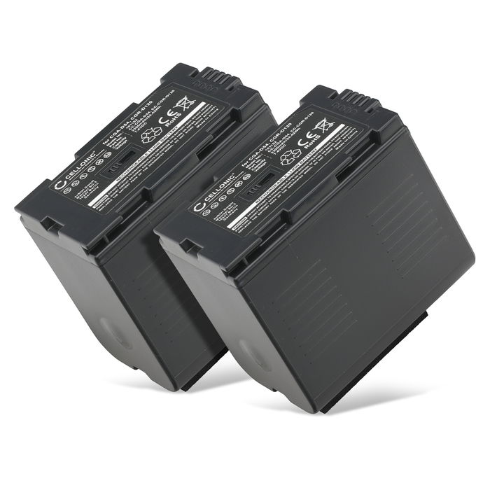 2x Akku kameraan Panasonic NV-GX7, AG-AC90, AG-DVX100, NV-DA1, NV-MX500, NV-DS60, NV-GS1 - CGA-D54 CGR-D120 -D220 (3300mAh, 7.4V) tuotemerkiltä CELLONIC