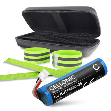 Akku Petzl NAO Plus lamppuun - 3.7V, 2600mAh + Suojakotelot & Heijastinnauhat tuotemerkiltä CELLONIC