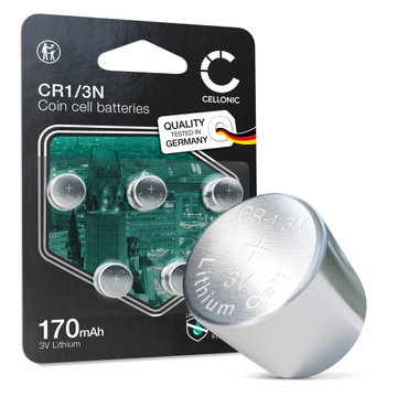 CELLONIC CR1/3N Nappiparistot (Lithium, 170mAh, 3V) Koirankoulutuspannat, Kamerat, Lasertähtäimet – x5-Pakkaus