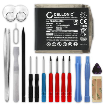 Battery for Samsung Galaxy Watch - 46mm (SM-R800, SM-R805) EB-BR800ABU (450mAh, 3.85V) + Tool-kit from CELLONIC