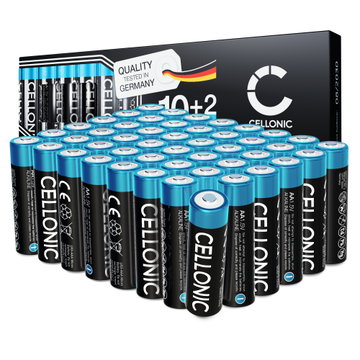 48-pakkaus CELLONIC 1.5V Alkaline AA-paristoja – 2900mAh LR6, AM3, Mignon, MN1500 kertakäyttöparistot kaukosäätimiin, leluihin, taskulamppuihin, kelloihin ja muuhun