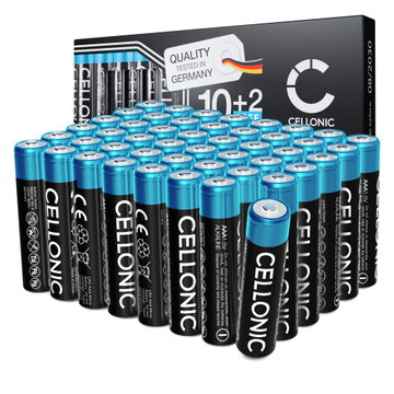 48x CELLONIC 1.5V Alkaline AAA-paristoja – 1250mAh LR03, Micro, MN2400 kertakäyttöparistot kaukosäätimiin, LED-valoihin, leluihin, pieniin elektronisiin laitteisiin ja muuhun